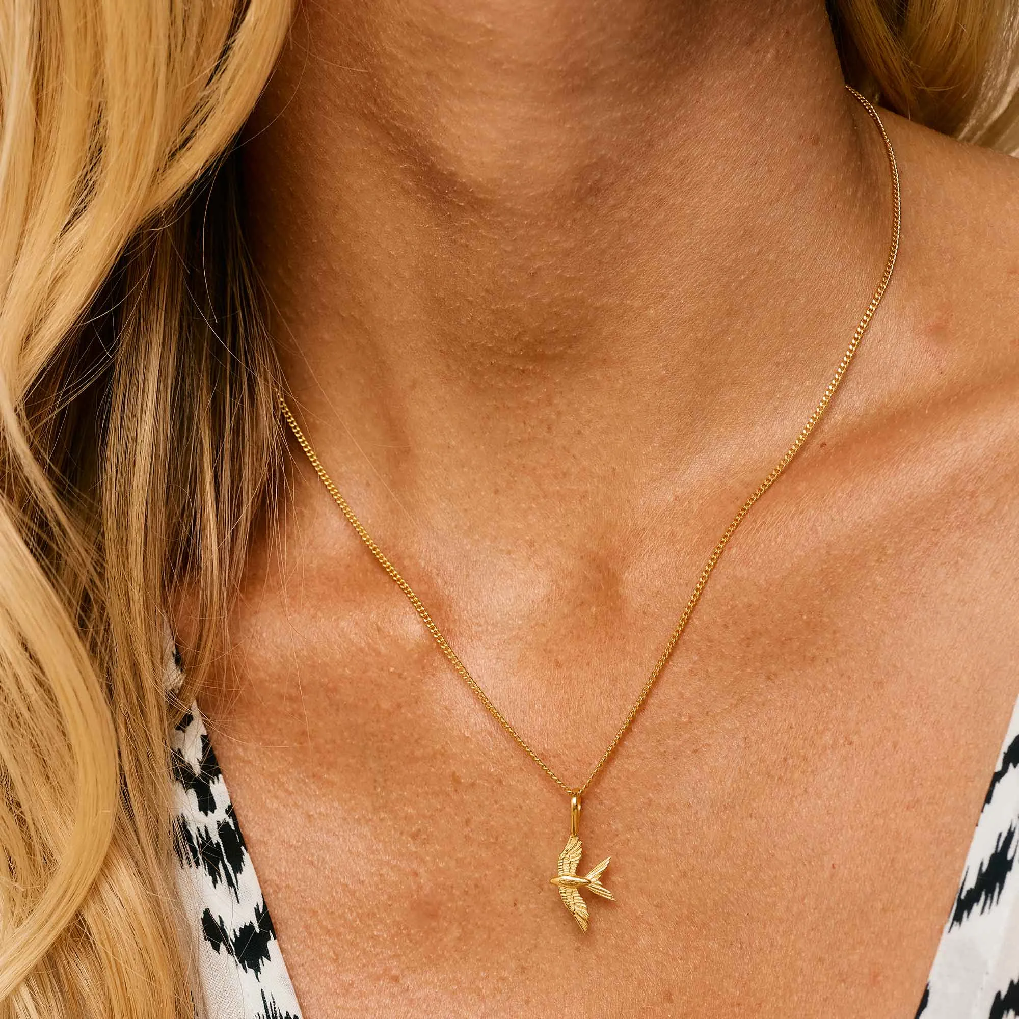 Swallow In Flight Necklace - Gold