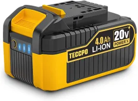 TECCPO 20/18V MAX 4.0 Ah Lithium Ion Large Capacity Battery-Pack, Rechargeable Replacement Battery, for All 20/18V TECCPO/POPOMAN Cordless Power Tools - ZPK18HS4000
