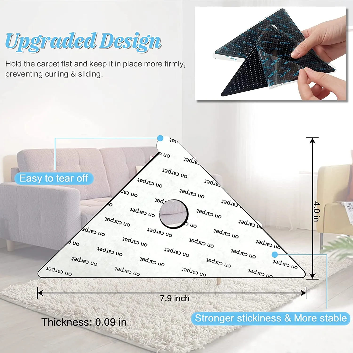 Washable and Reusable Anti Slip Rug Grippers
